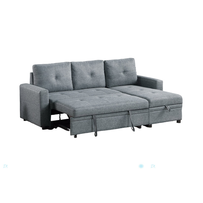クッション 4個セット グレー ファブリック Latitude Run® Fabric Convertible Sectional Sofa Pull Out Bed Couch
